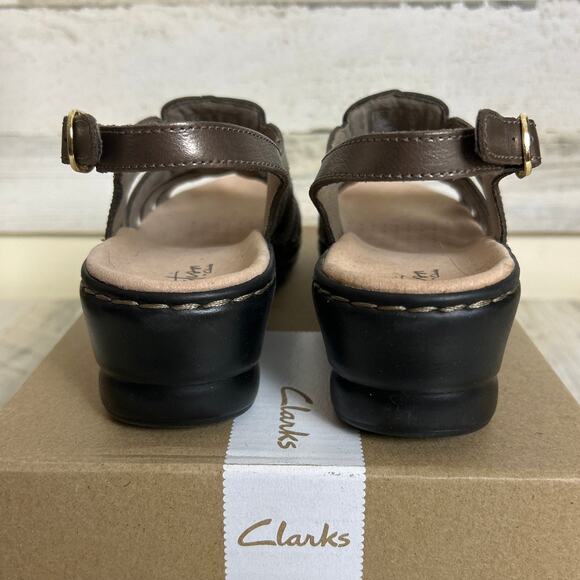 Clarks womens 8.5 LexiMarigold bronze slingback slip on sandal leather open toe - Picture 5 of 8